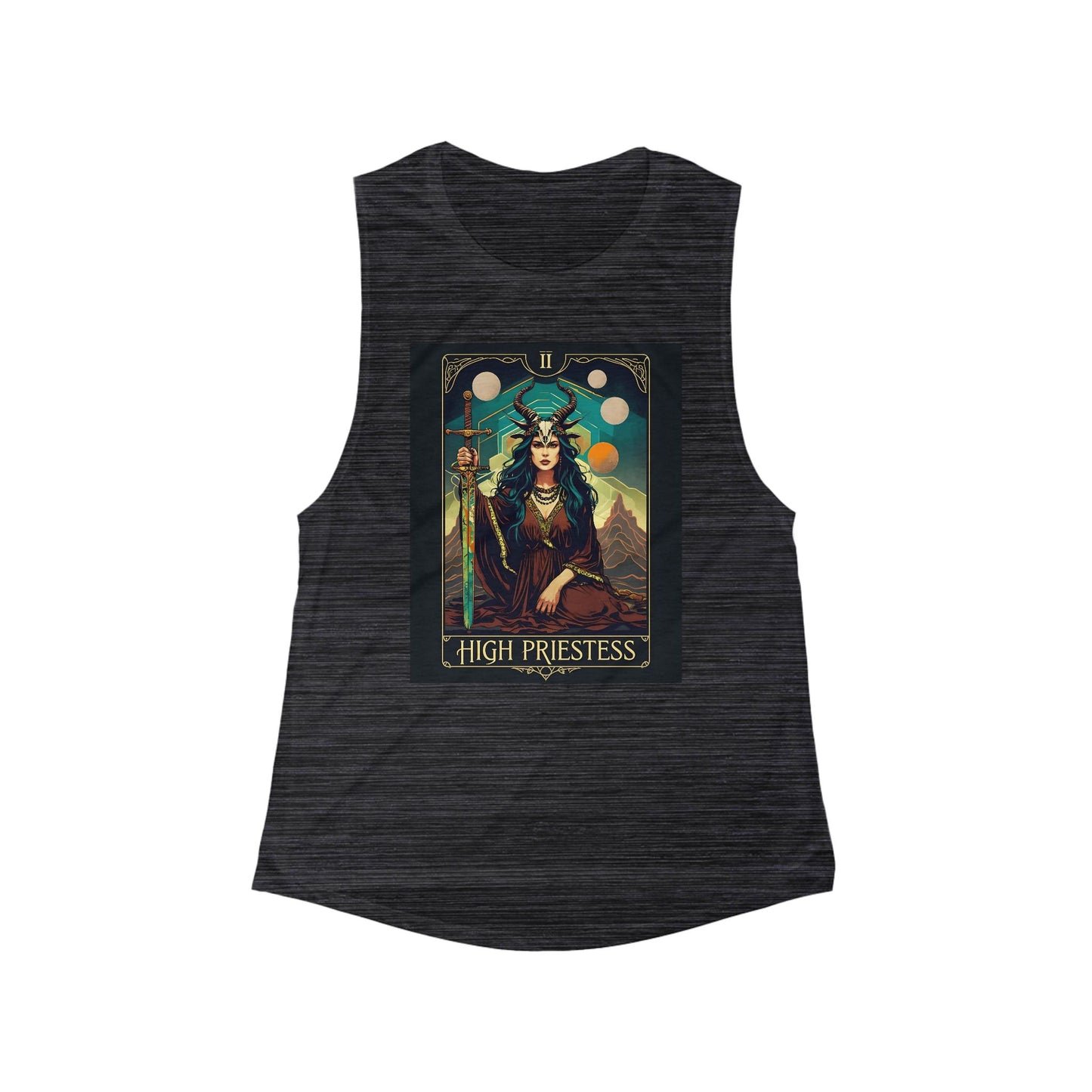 High Priestess Women's Flowy Muscle Tank - Spiritual Graphic Tank Top