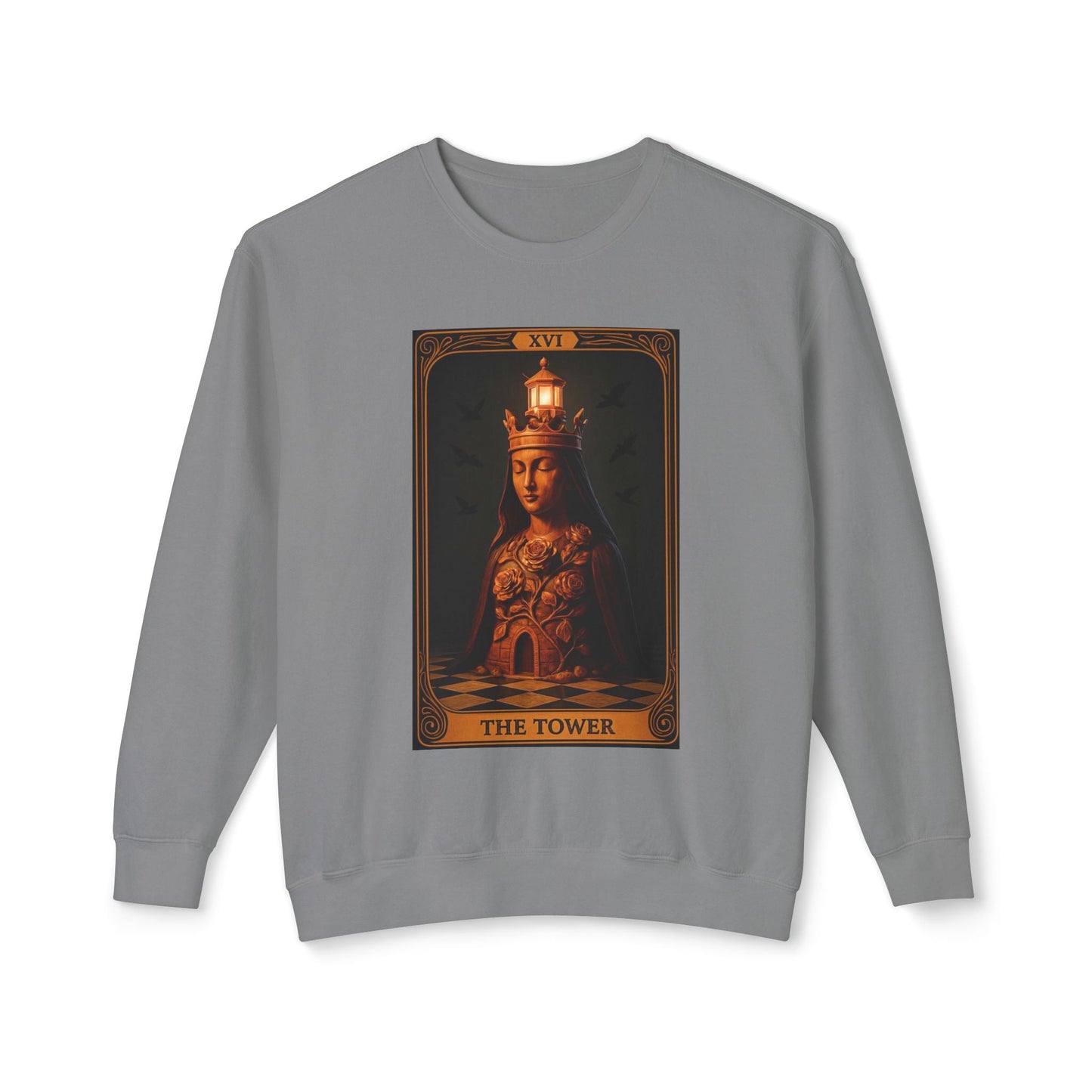 The Tower Tarot Crewneck Sweatshirt | Cozy Gift for Tarot Lovers, Astrology, Spirituality, Unique Graphic Sweatshirt, Everyday Wear