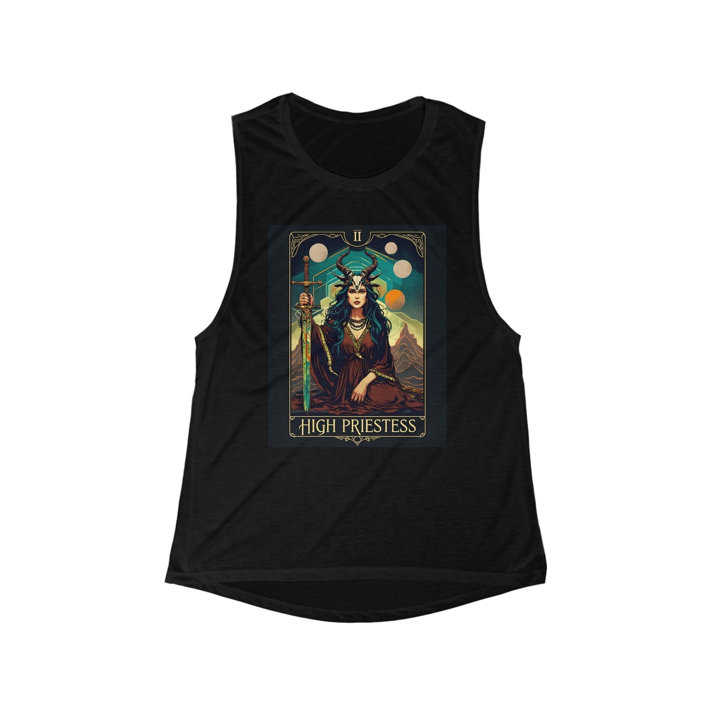 High Priestess Women's Flowy Muscle Tank - Spiritual Graphic Tank Top