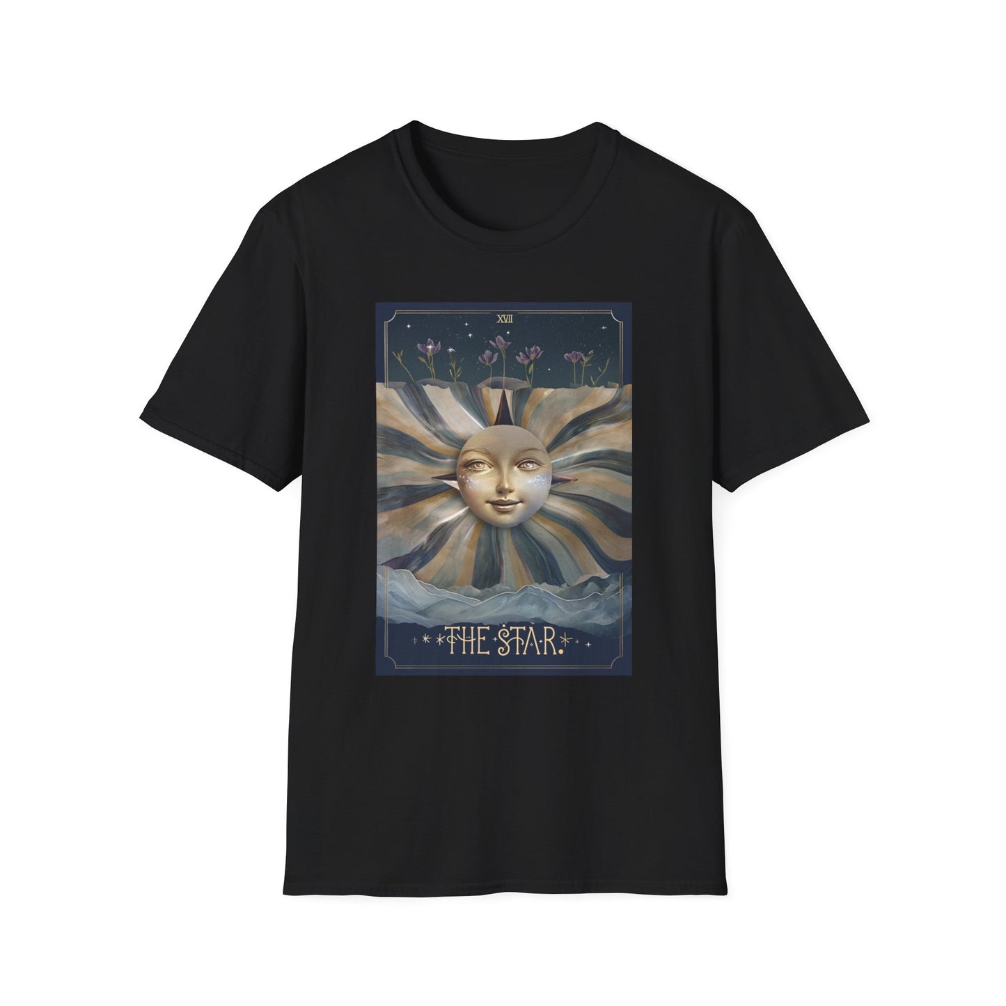 Boho Tarot Star Unisex Softstyle T-Shirt - Boho Vintage Art Tee