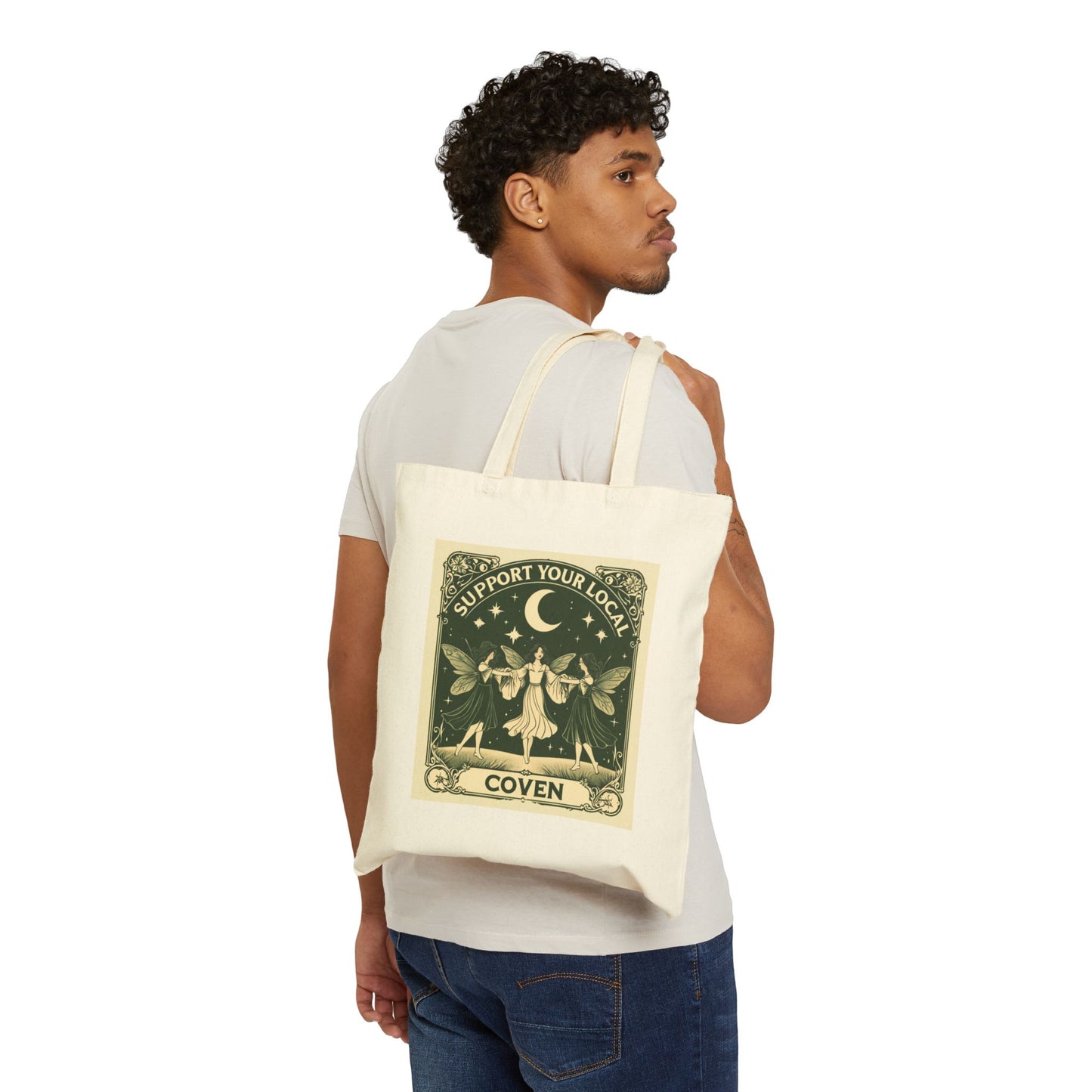 Eco-Friendly Cotton Canvas Tote Bag | Support Your Local Coven Design