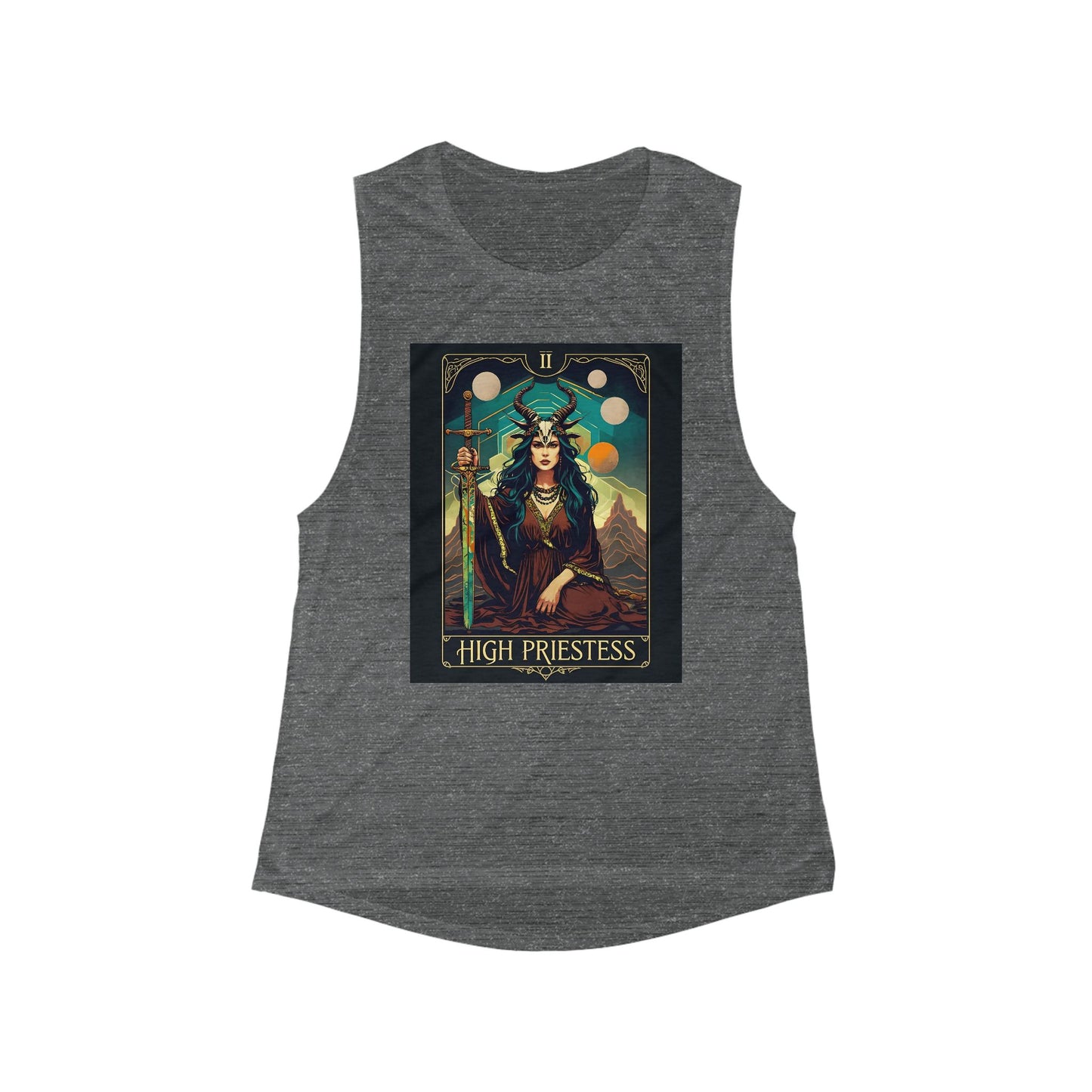 High Priestess Women's Flowy Muscle Tank - Spiritual Graphic Tank Top