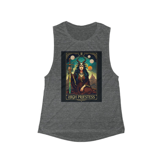 High Priestess Women's Flowy Muscle Tank - Spiritual Graphic Tank Top