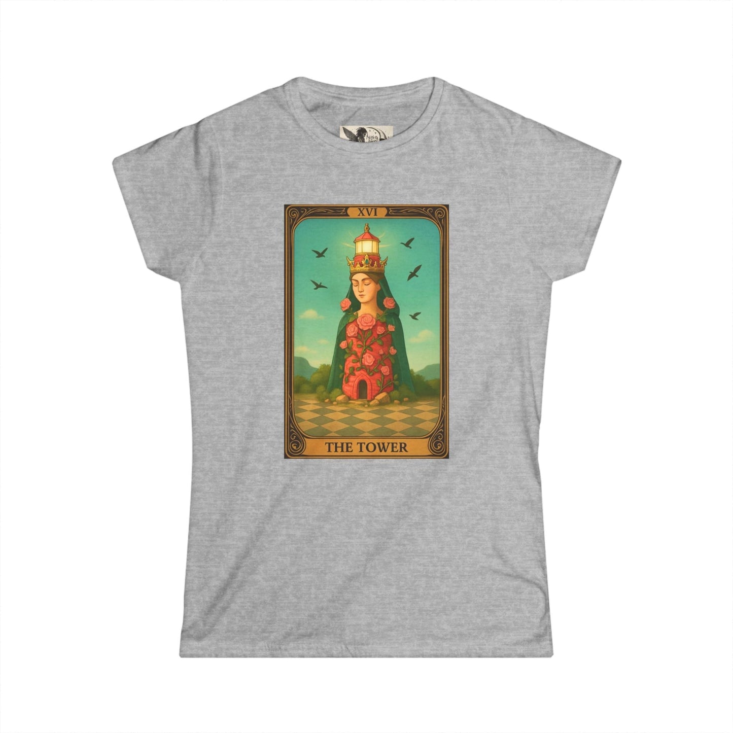 Graphic Tees Women Tower Tarot-Themed Women's Softstyle Tee, Spiritual Gift for Tarot Lovers, Casual Wear, Unique Graphic Tee, Astrology Apparel, Gift for Her