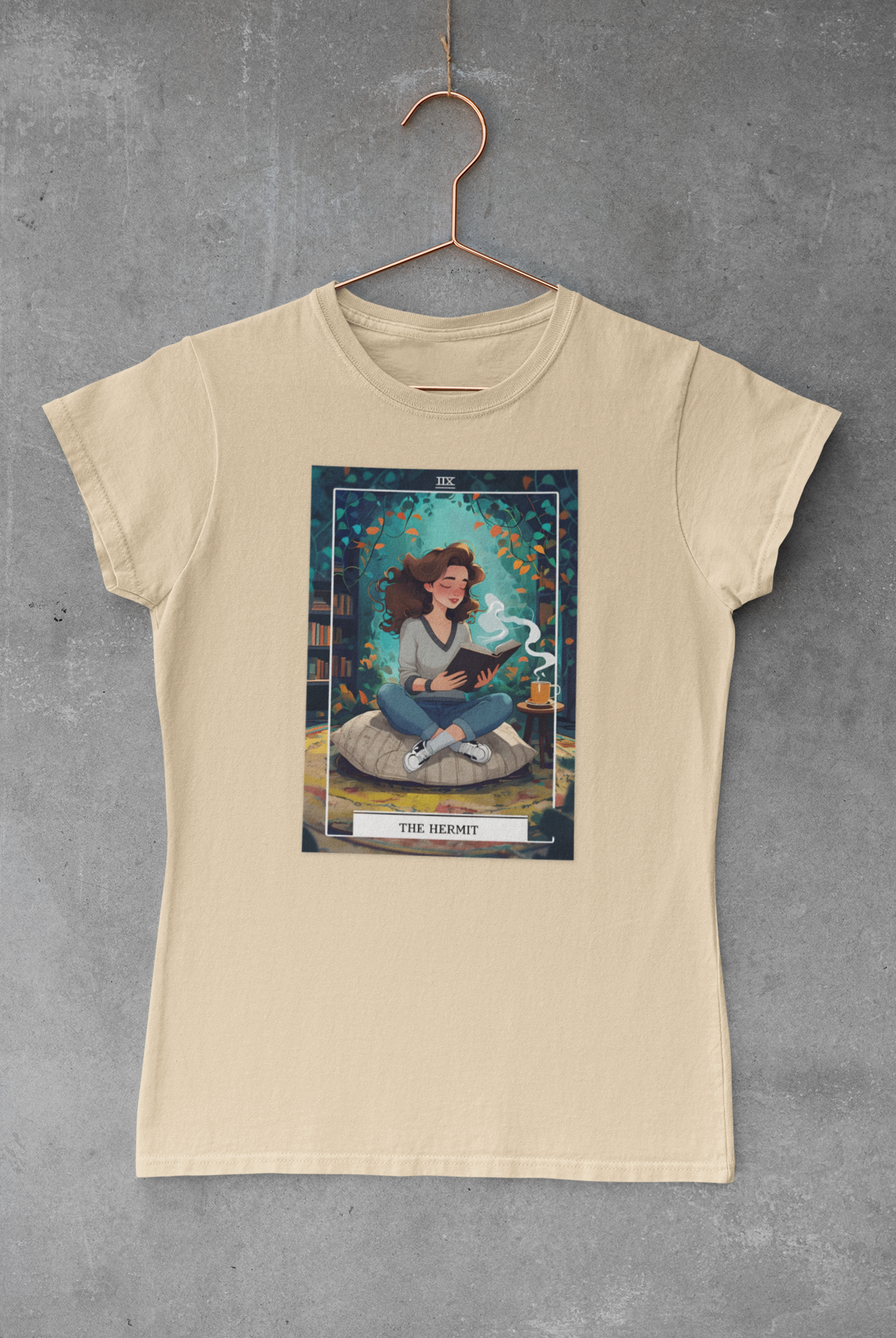 The Hermit. Tarot-Inspired Women's Cozy Reading Tee, Relaxation Shirt, Gift for Book Lovers, Literary T-Shirt, Inspirational Apparel, Cozy Reading Vibe
