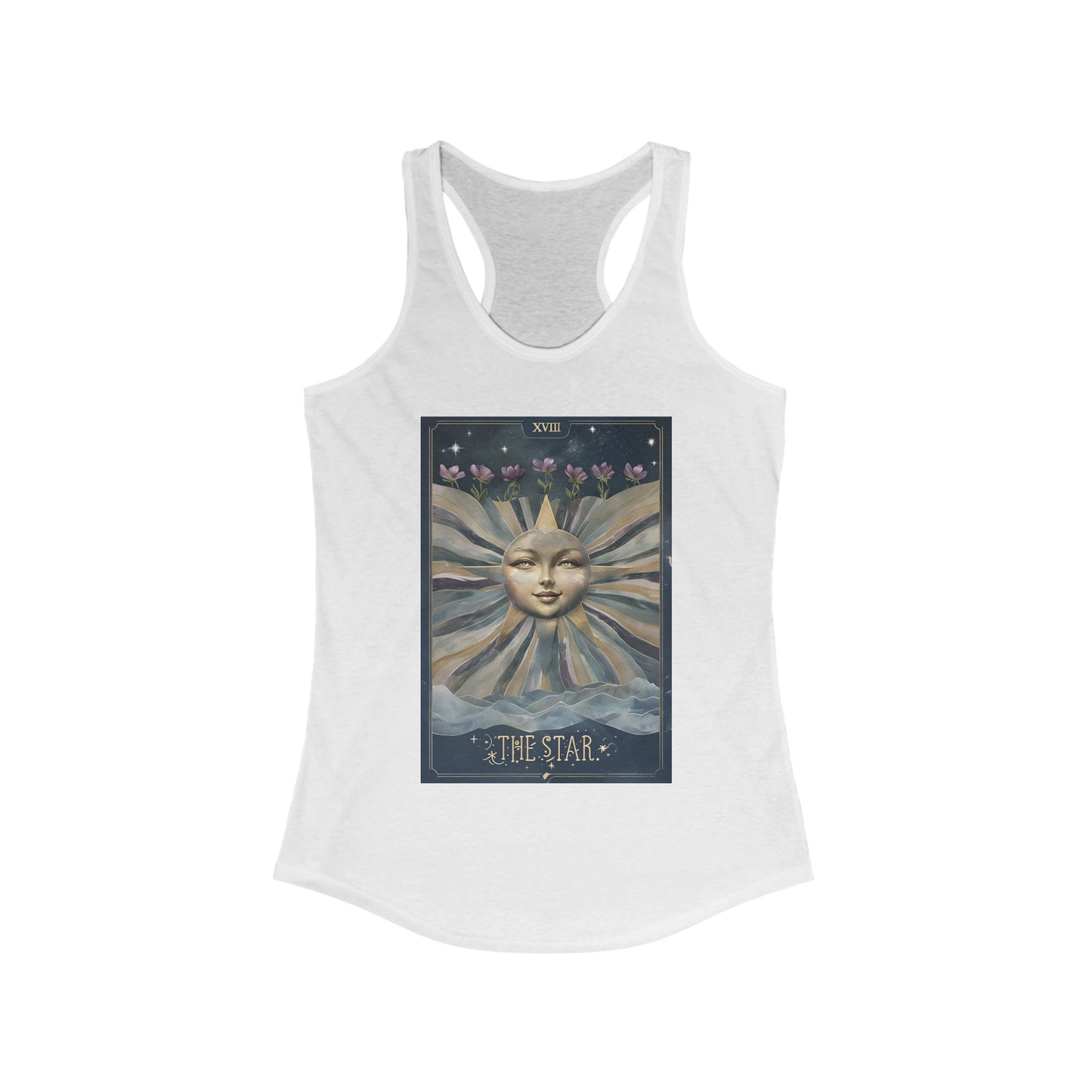 Boho Tarot Star Graphic Racerback Tank for Women - Ideal for Summer & Festivals