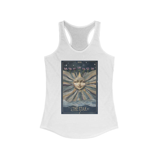 Boho Tarot Star Graphic Racerback Tank for Women - Ideal for Summer & Festivals