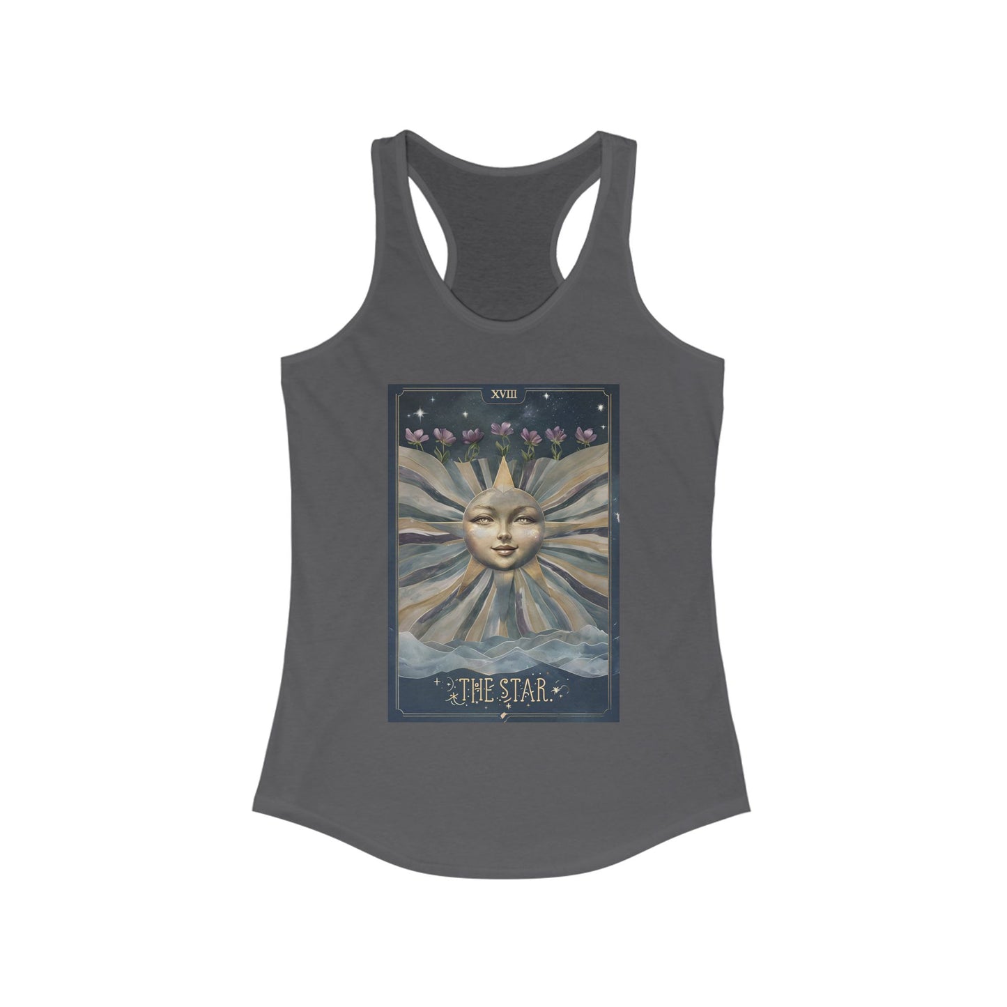 Boho Tarot Star Graphic Racerback Tank for Women - Ideal for Summer & Festivals