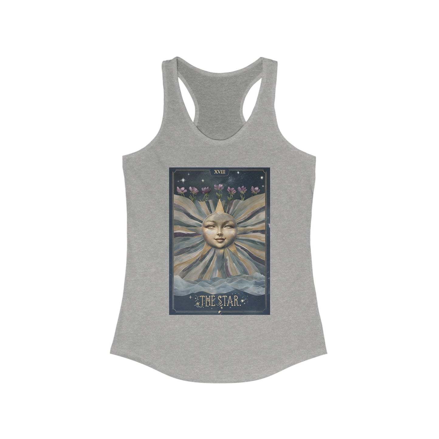 Boho Tarot Star Graphic Racerback Tank for Women - Ideal for Summer & Festivals
