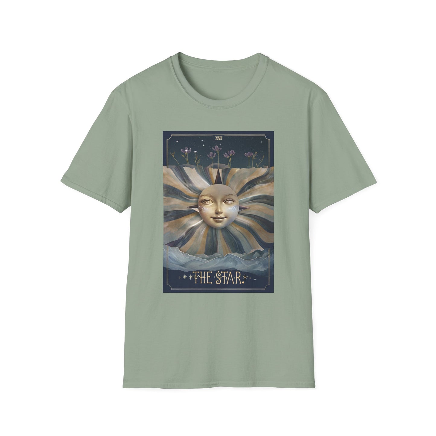 Boho Tarot Star Unisex Softstyle T-Shirt - Boho Vintage Art Tee