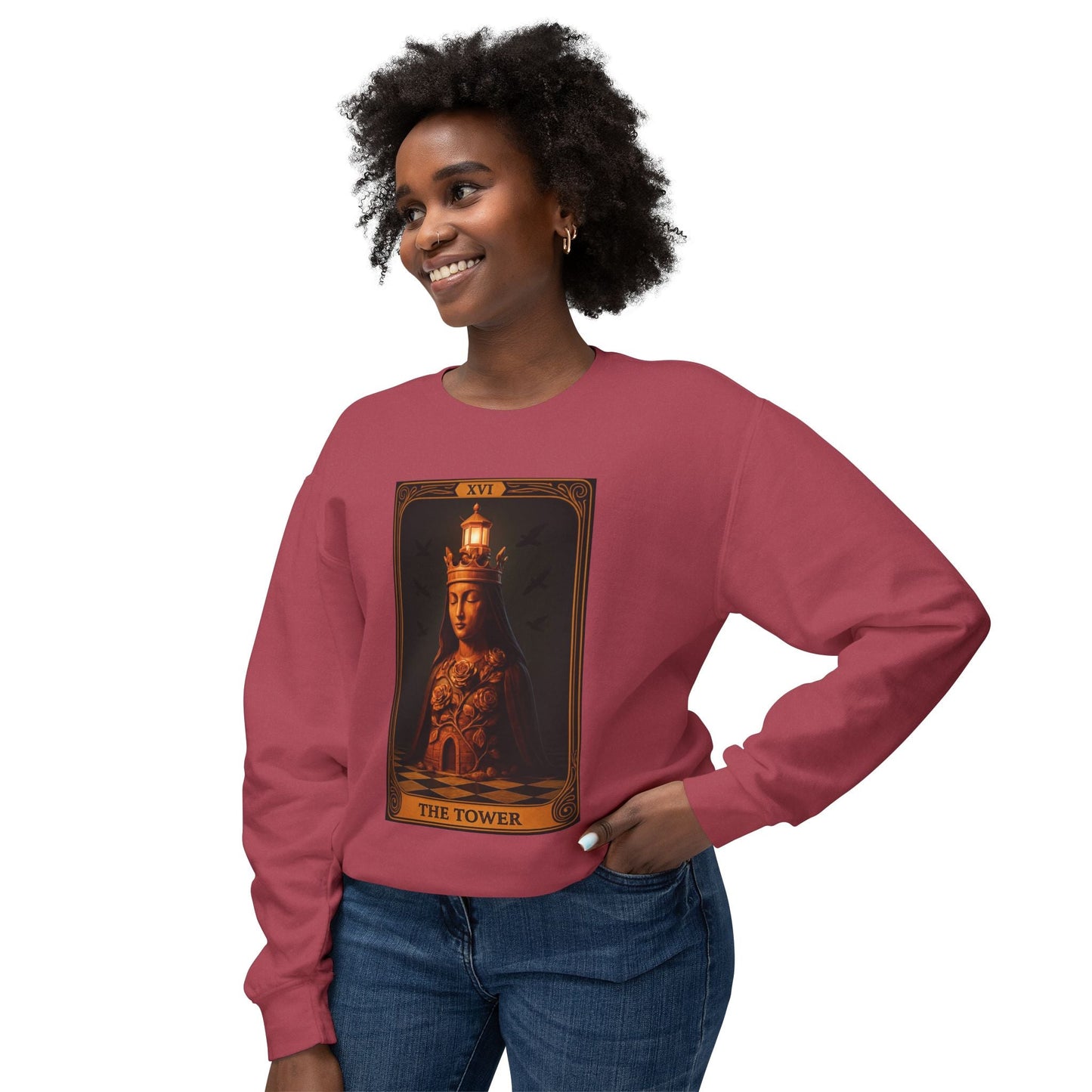 The Tower Tarot Crewneck Sweatshirt | Cozy Gift for Tarot Lovers, Astrology, Spirituality, Unique Graphic Sweatshirt, Everyday Wear
