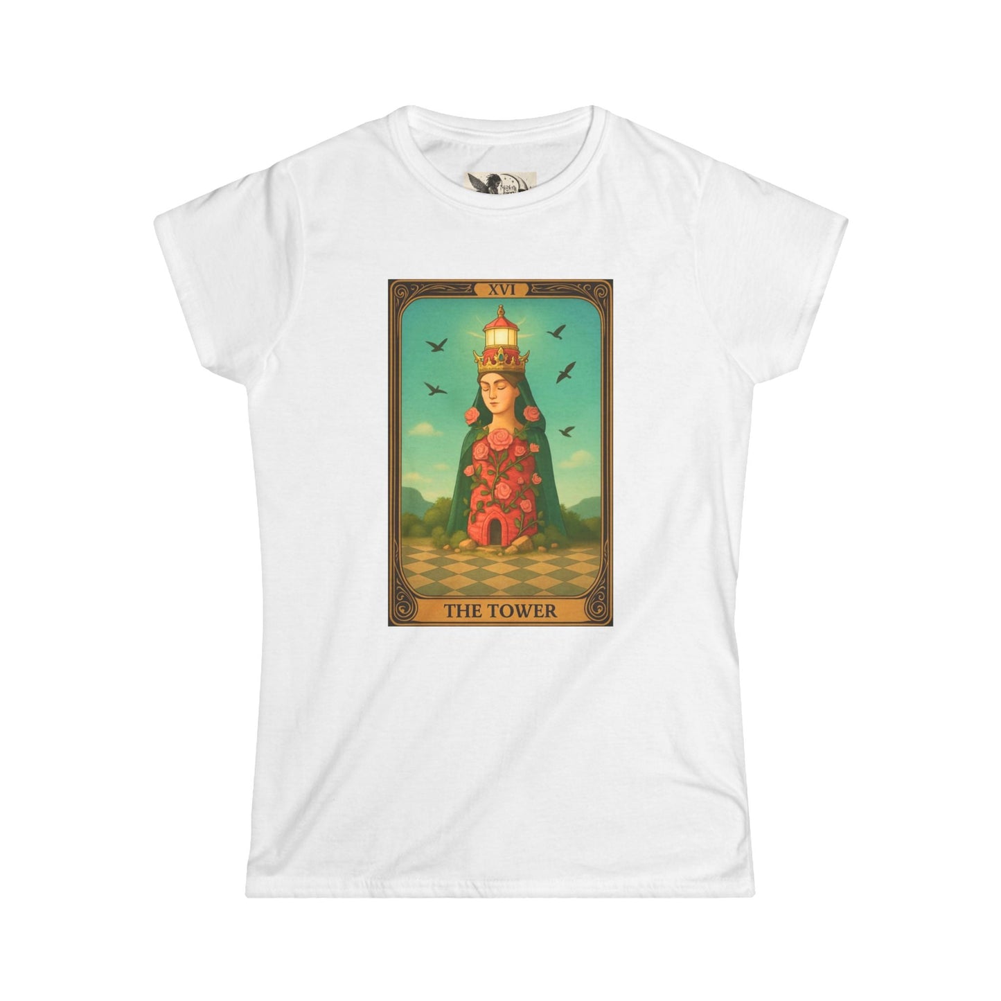 Graphic Tees Women Tower Tarot-Themed Women's Softstyle Tee, Spiritual Gift for Tarot Lovers, Casual Wear, Unique Graphic Tee, Astrology Apparel, Gift for Her