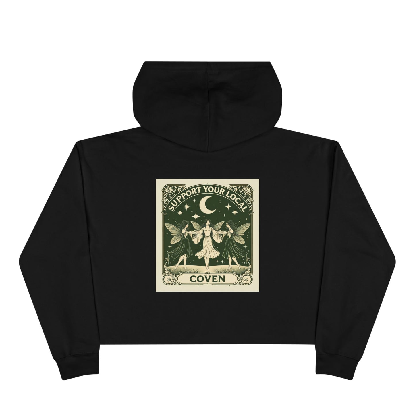 Coven Support Your Local Crop Hoodie - Witchy Aesthetic for Casual Wear