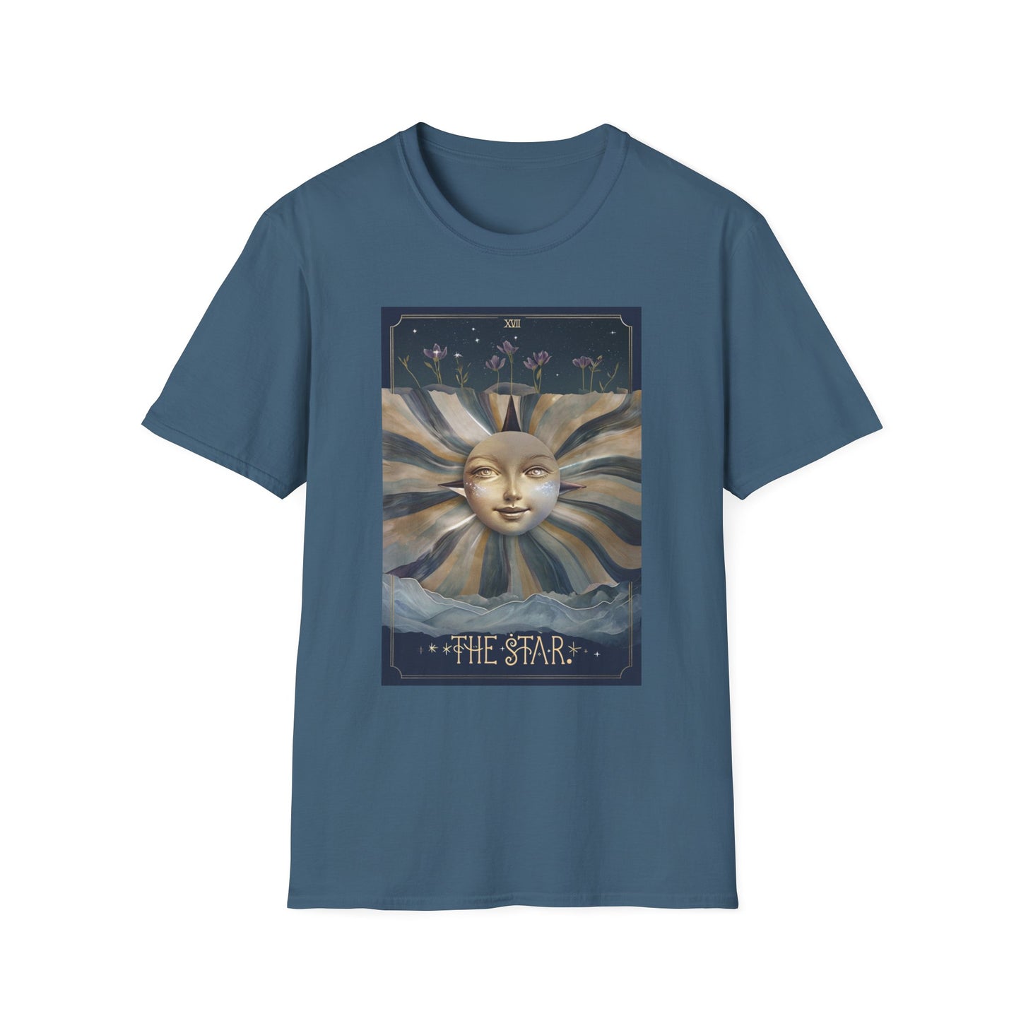 Boho Tarot Star Unisex Softstyle T-Shirt - Boho Vintage Art Tee