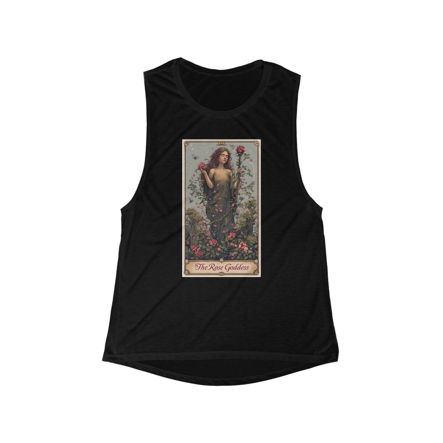 Rose Goddess Women's Flowy Muscle Tank - Floral Graphic Tee