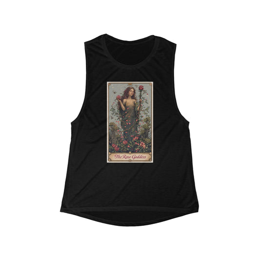Rose Goddess Women's Flowy Muscle Tank - Floral Graphic Tee