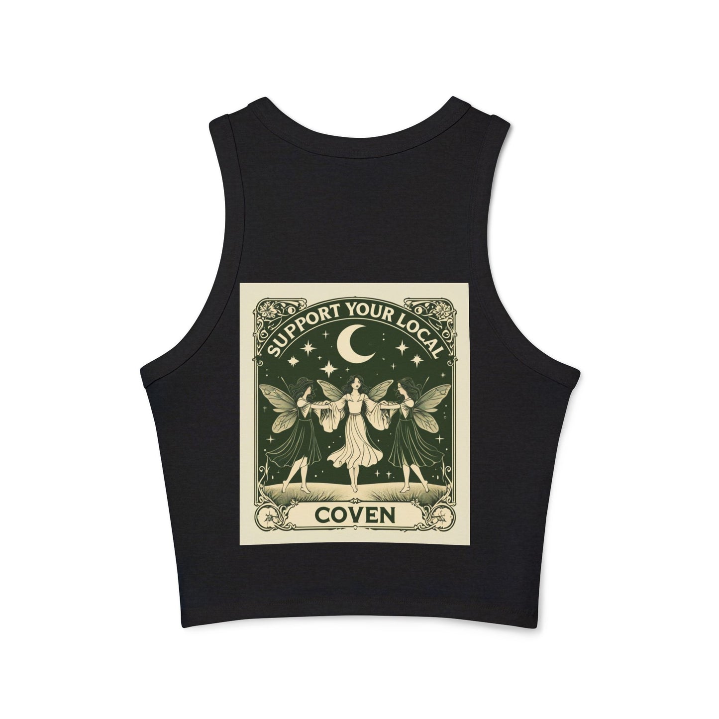 Support Your Local Coven Women's Crop Tank Top, Casual Spellbound Tee, Boho Witch Shirt, Festival Wear, Witchy Fashion
