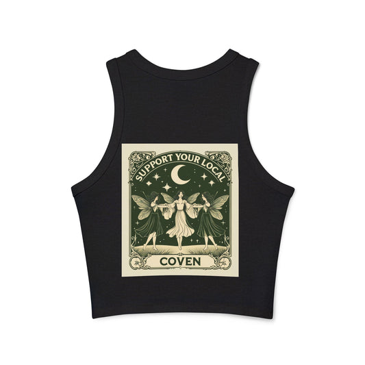 Support Your Local Coven Women's Crop Tank Top, Casual Spellbound Tee, Boho Witch Shirt, Festival Wear, Witchy Fashion