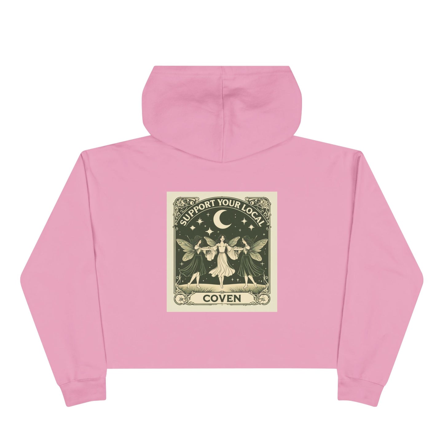 Coven Support Your Local Crop Hoodie - Witchy Aesthetic for Casual Wear