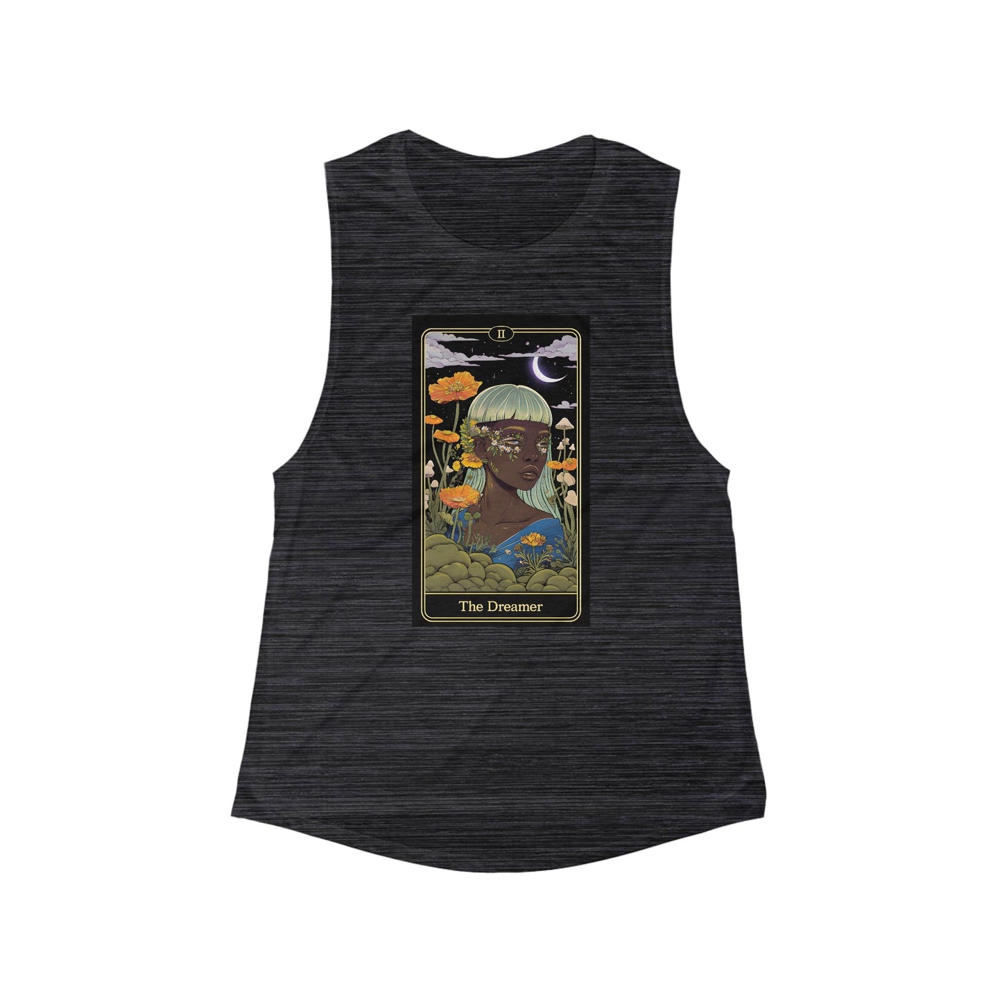 The Dreamer Tarot Flowy Graphic Tank Top | Boho Chic Women's Apparel, Summer Vibes, Astrology Inspired Gift, Yoga, Festival Wear