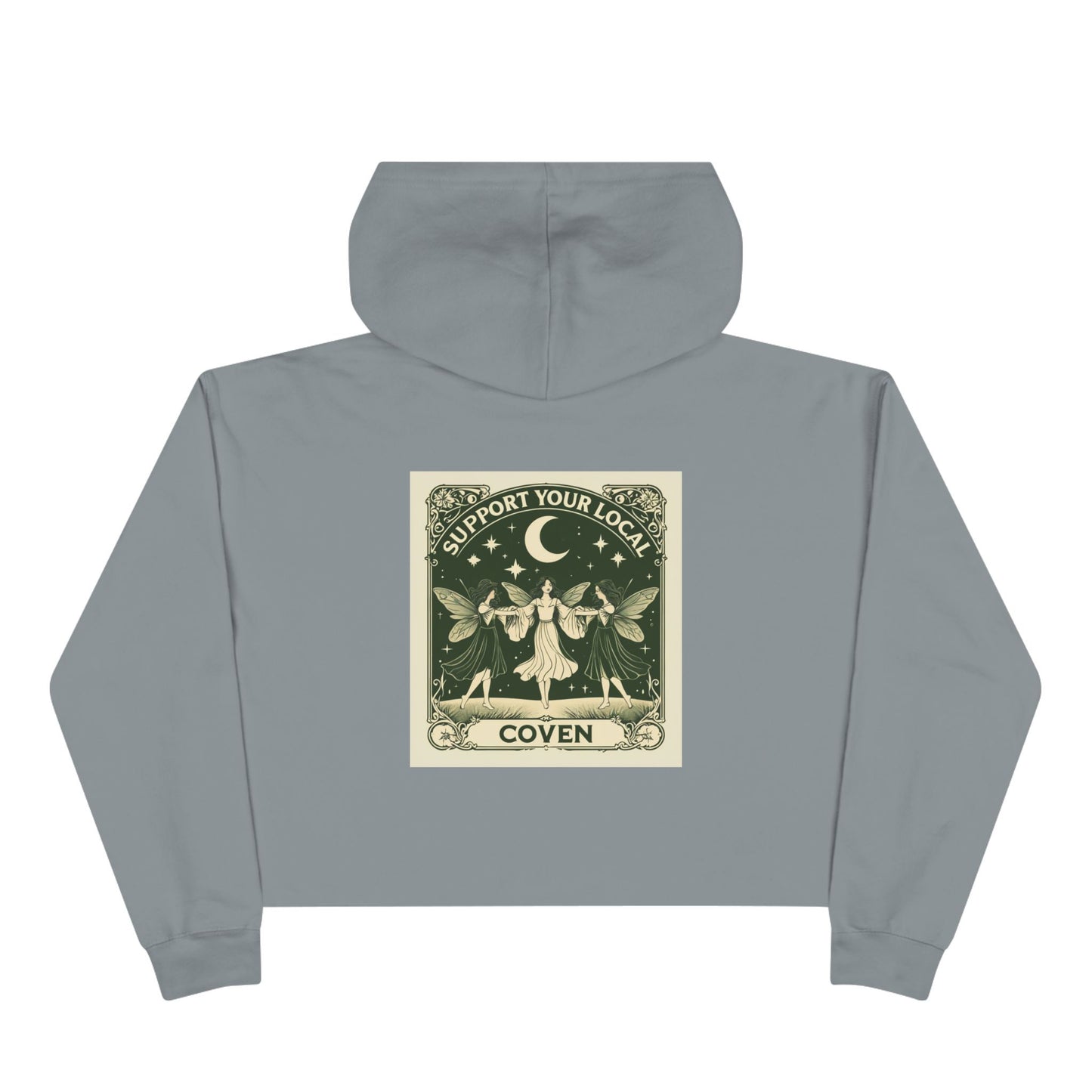 Coven Support Your Local Crop Hoodie - Witchy Aesthetic for Casual Wear