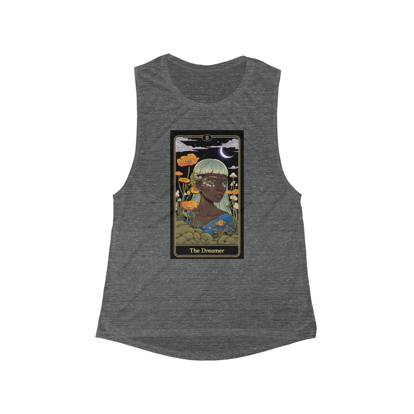 The Dreamer Tarot Flowy Graphic Tank Top | Boho Chic Women's Apparel, Summer Vibes, Astrology Inspired Gift, Yoga, Festival Wear