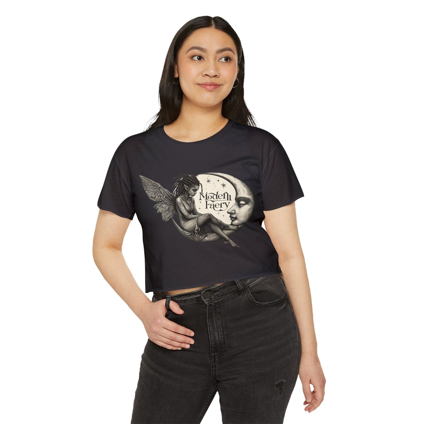 Women's Bohemian Festival Crop Top, Fairy Art Tee, Summer Vibes Shirt, Concert Style Top, Cool Casual Wear