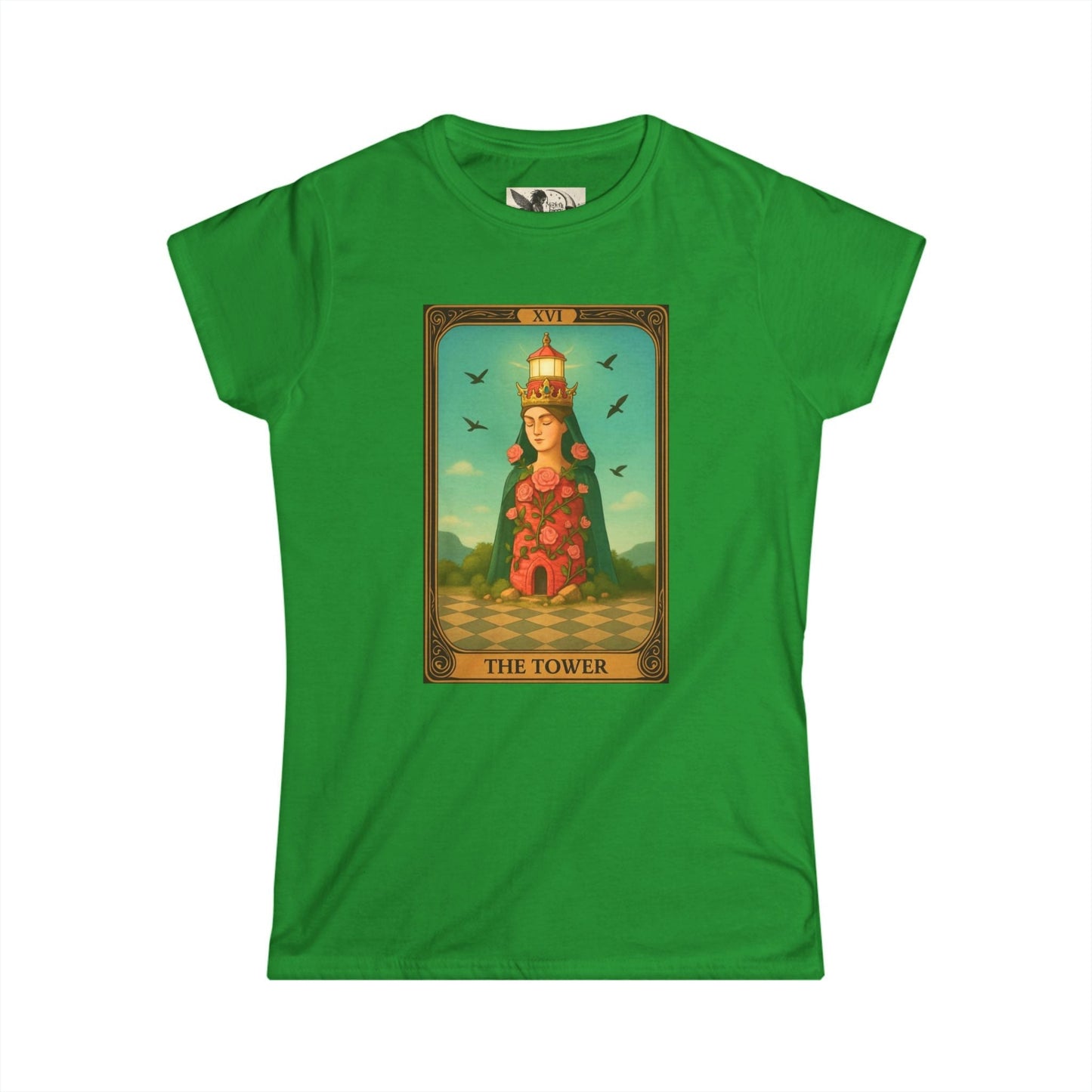 Graphic Tees Women Tower Tarot-Themed Women's Softstyle Tee, Spiritual Gift for Tarot Lovers, Casual Wear, Unique Graphic Tee, Astrology Apparel, Gift for Her