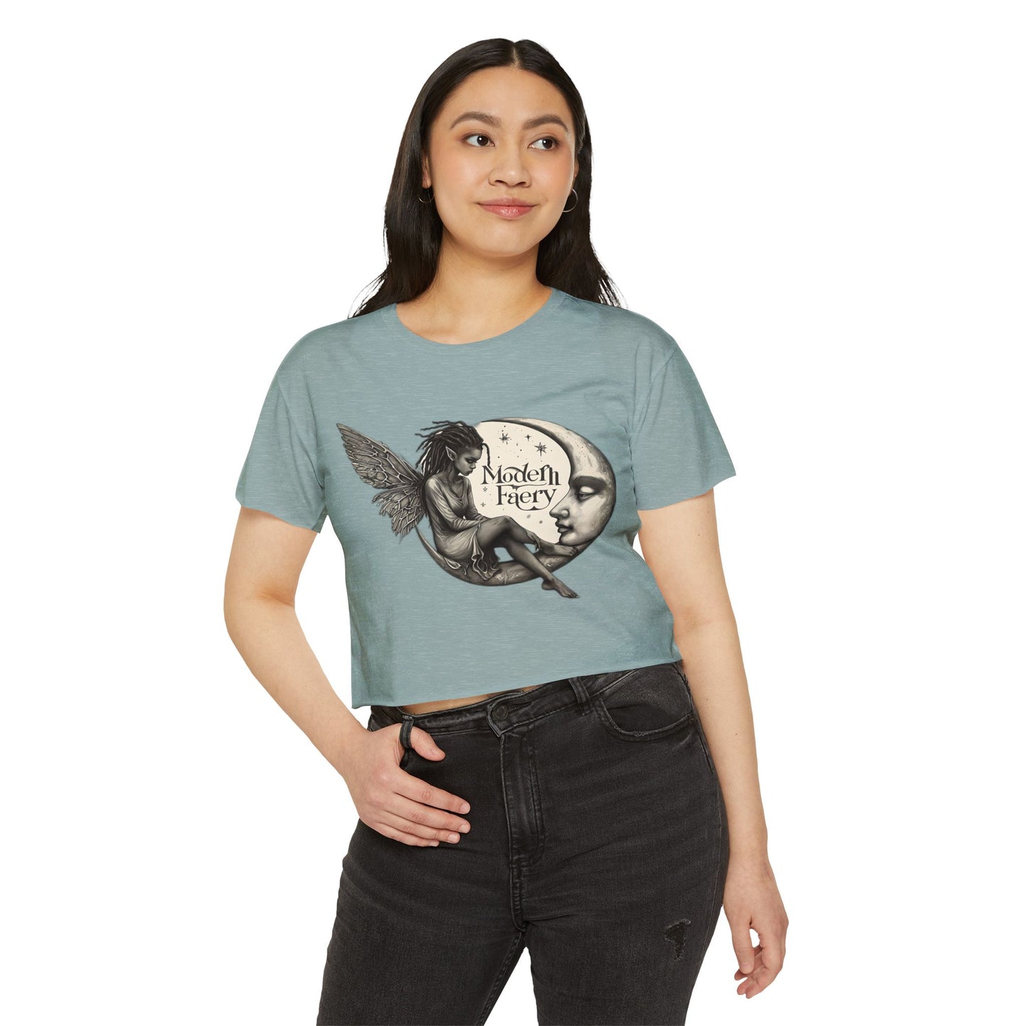 Women's Bohemian Festival Crop Top, Fairy Art Tee, Summer Vibes Shirt, Concert Style Top, Cool Casual Wear