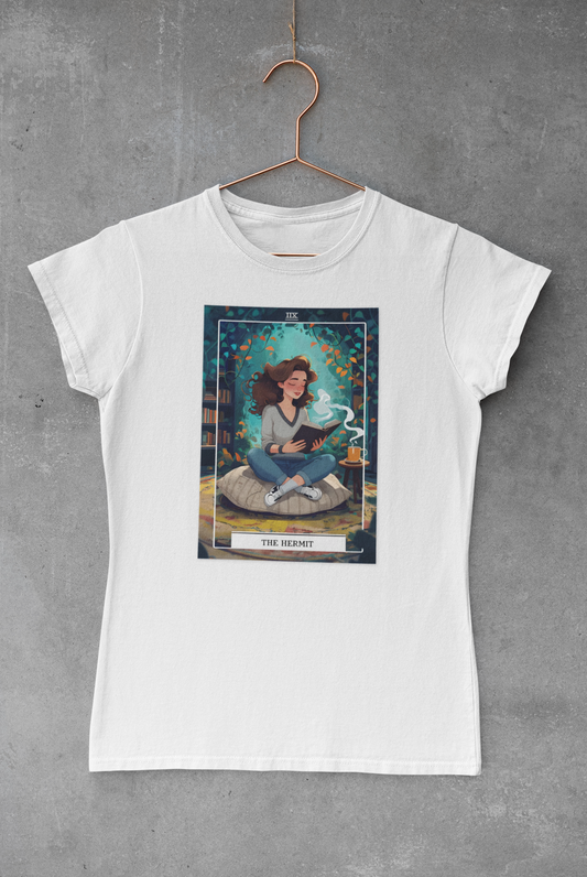 The Hermit. Tarot-Inspired Women's Cozy Reading Tee, Relaxation Shirt, Gift for Book Lovers, Literary T-Shirt, Inspirational Apparel, Cozy Reading Vibe