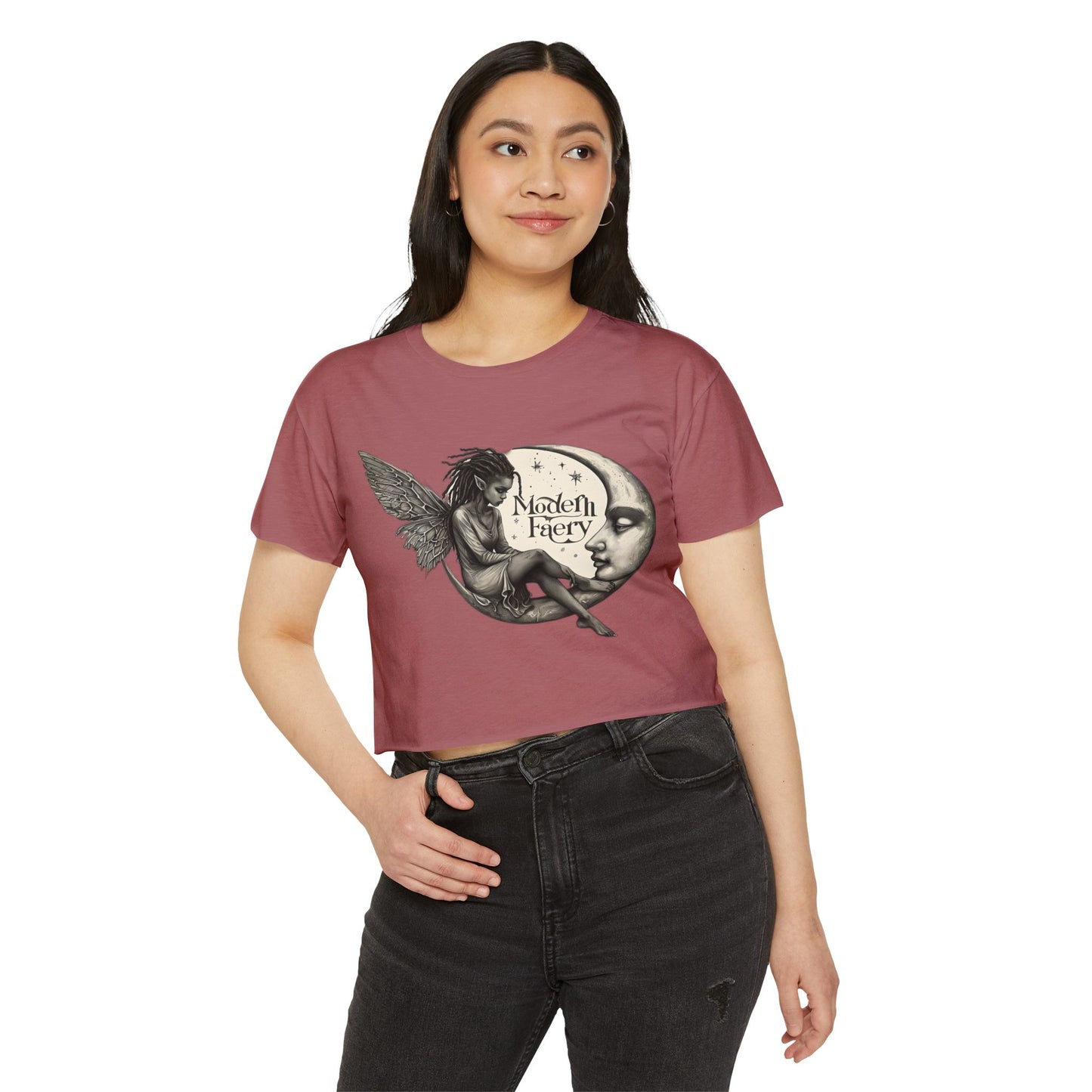 Women's Bohemian Festival Crop Top, Fairy Art Tee, Summer Vibes Shirt, Concert Style Top, Cool Casual Wear