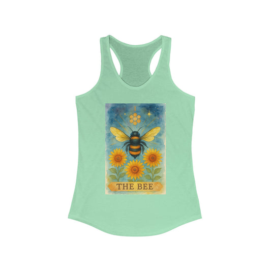 The Bee Tarot-Inspired Women's Racerback Tank | Cheerful Summer Top, Bee Lover Gift, Nature Inspired Apparel, Eco-Friendly Fashion, Casual Wear