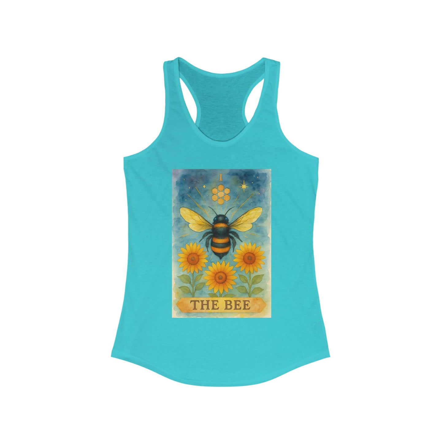 The Bee Tarot-Inspired Women's Racerback Tank | Cheerful Summer Top, Bee Lover Gift, Nature Inspired Apparel, Eco-Friendly Fashion, Casual Wear
