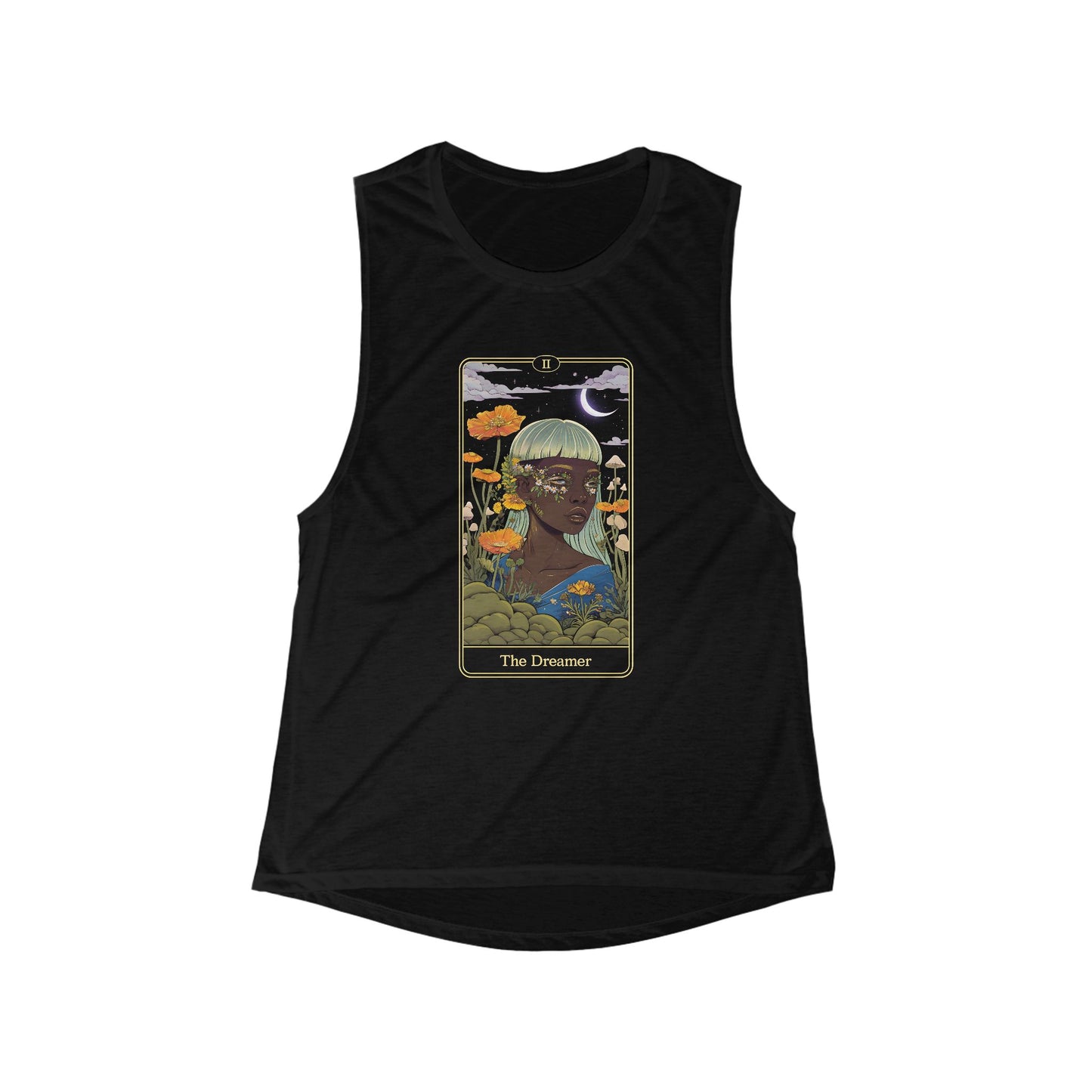 The Dreamer Tarot Flowy Graphic Tank Top | Boho Chic Women's Apparel, Summer Vibes, Astrology Inspired Gift, Yoga, Festival Wear