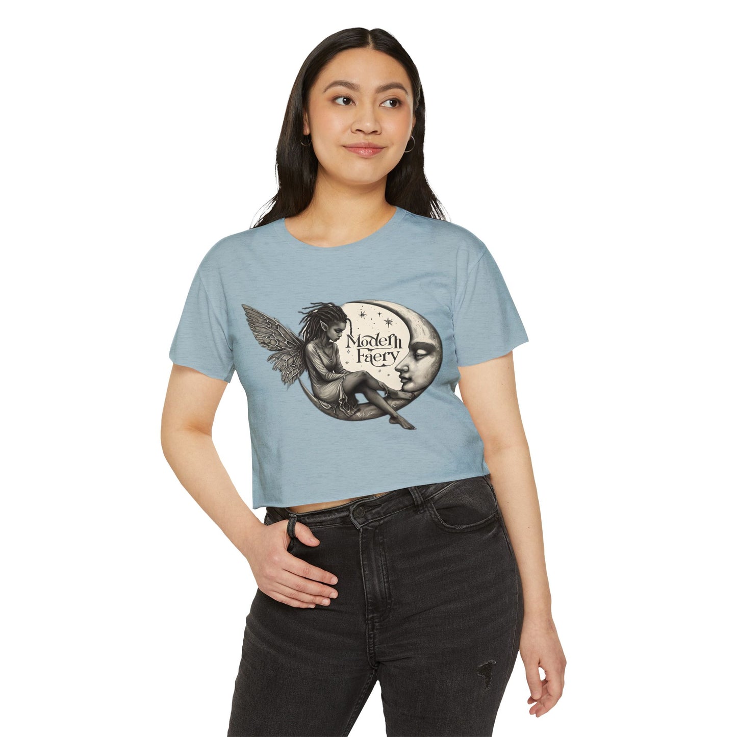 Women's Bohemian Festival Crop Top, Fairy Art Tee, Summer Vibes Shirt, Concert Style Top, Cool Casual Wear