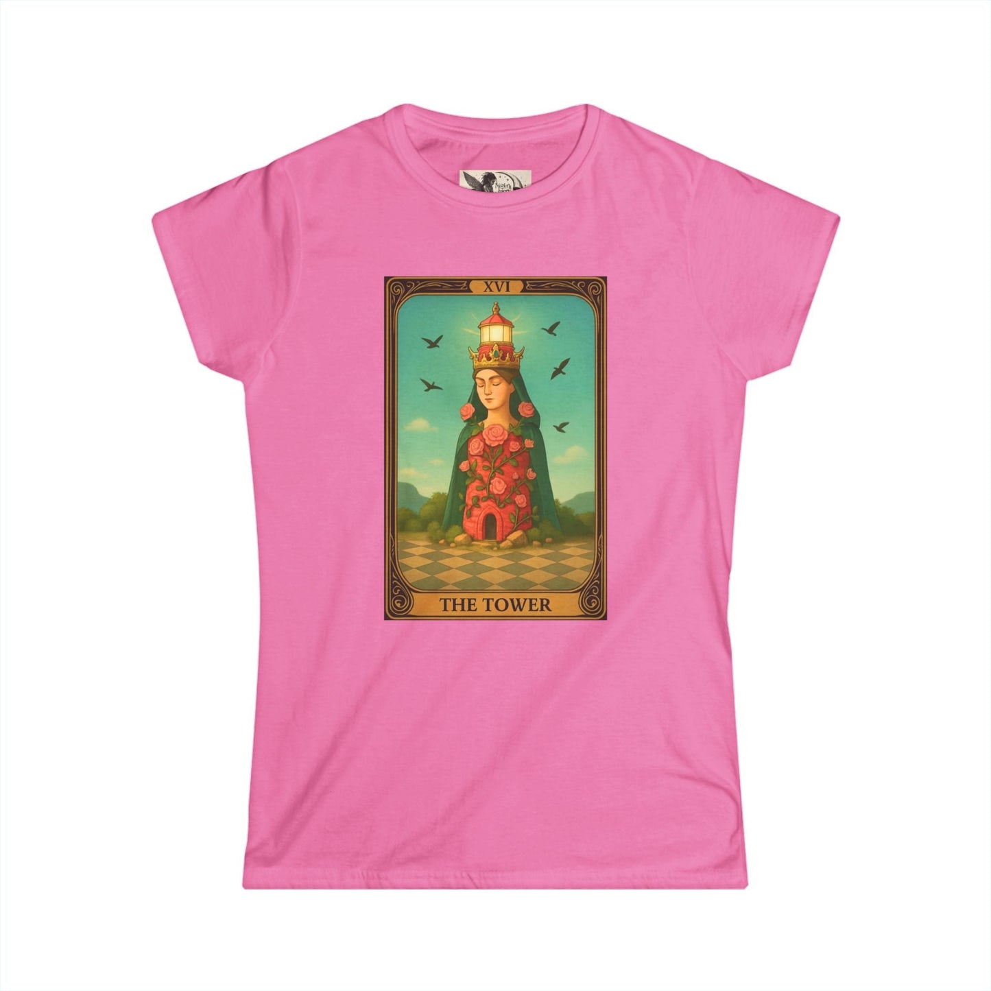 Graphic Tees Women Tower Tarot-Themed Women's Softstyle Tee, Spiritual Gift for Tarot Lovers, Casual Wear, Unique Graphic Tee, Astrology Apparel, Gift for Her