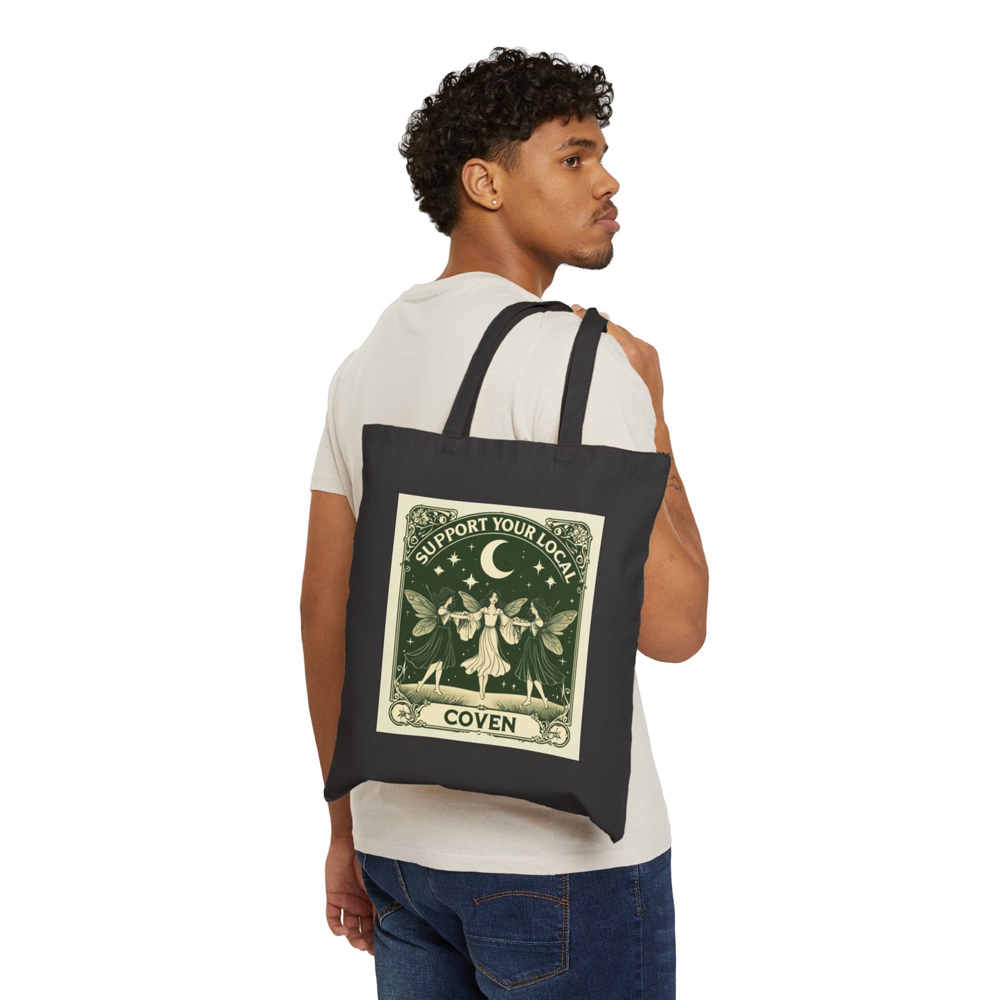 Eco-Friendly Cotton Canvas Tote Bag | Support Your Local Coven Design
