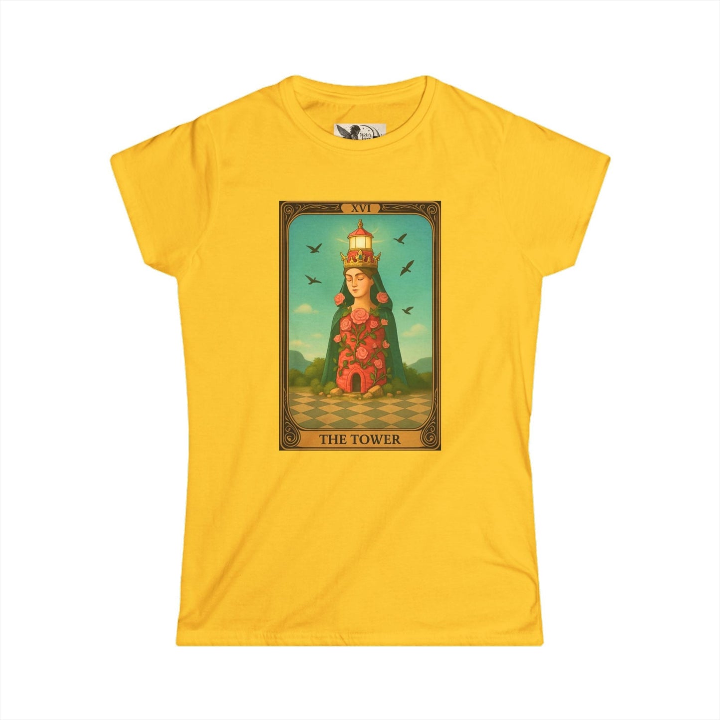 Graphic Tees Women Tower Tarot-Themed Women's Softstyle Tee, Spiritual Gift for Tarot Lovers, Casual Wear, Unique Graphic Tee, Astrology Apparel, Gift for Her