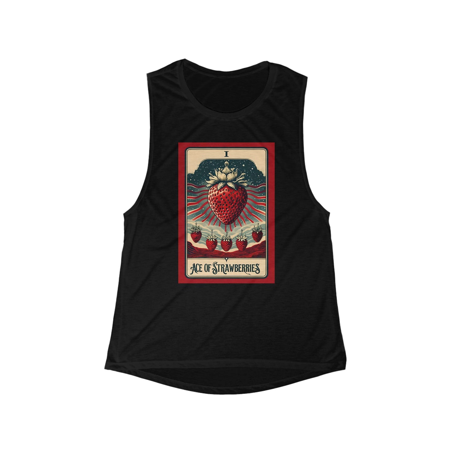 Ace of Strawberries Women's Flowy Tank Top | Summer Vibes, Casual Wear, Gift for Her, Boho Style, Festival Outfit