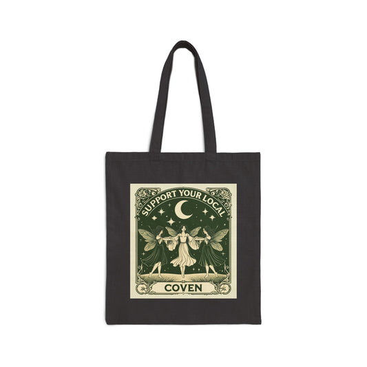 Eco-Friendly Cotton Canvas Tote Bag | Support Your Local Coven Design