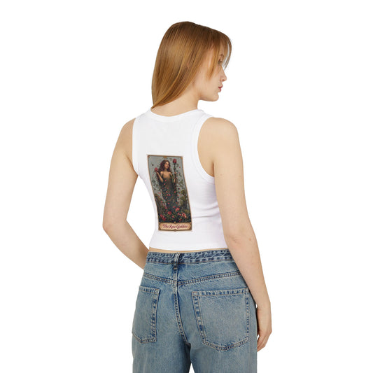 The Rose Goddess Women's Micro Rib Racer Tank Top - Floral Artwork